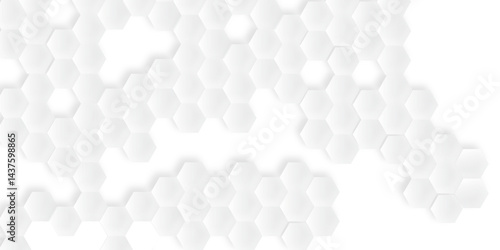 Gray hexagon with shadow like honeycomb seamless geometric polygonal repeatable pattern abstract monochrome element vector illustrator design in white background used as wallpaper, business card etc.