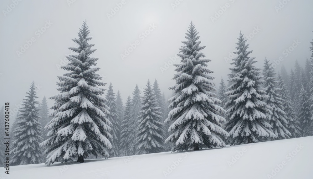 Naklejka premium snow covered pine trees