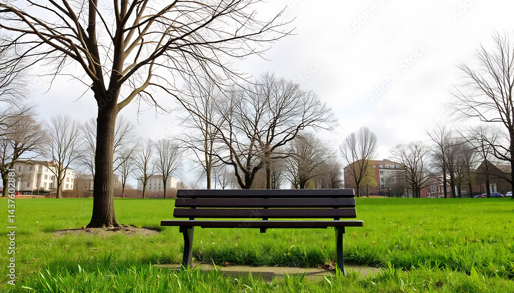 City Park Bench in Early Spring City Park Bench in Early Spring