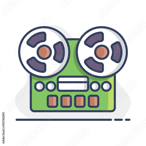 Vintage bobbin tape player recorder device icon