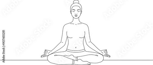 Minimalist Yoga Meditation Vector Illustration