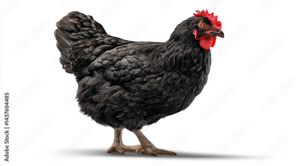 Fototapeta premium Special Black Female Hen Isolated On White Background