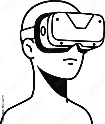 Monochrome VR Headset Vector Art