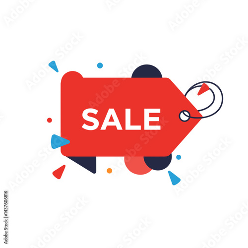 Sale Tag with Colorful Graphics on Bright Background  