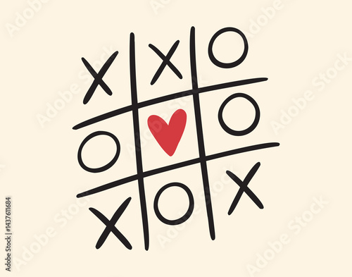 Xoxo phrase vector lettering. Modern brush poster calligraphy. Romantic a game of tic tac toe love print 