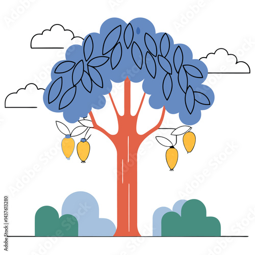 Evergreen and Tropical Trees Collection douglas fir tree, yew tree, juniper, larch, hemlock, banana, papaya, mango, cypress, coconut-palm