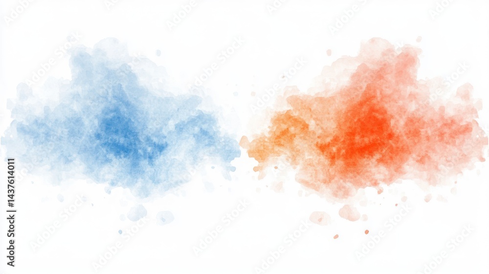 Obraz premium Abstract Watercolor Splashes: Blue and Orange Hues