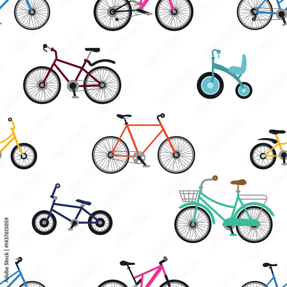 Seamless bicycle pattern featuring hand-drawn or vector-style bikes in a repeating layout. Perfect for wrapping paper, fabric design, wallpaper, backgrounds, and cycling-themed projects. Seamless bicycle pattern featuring hand-drawn or vector-style bikes in a repeating layout. Perfect for wrapping paper, fabric design, wallpaper, backgrounds, and cycling-themed projects.