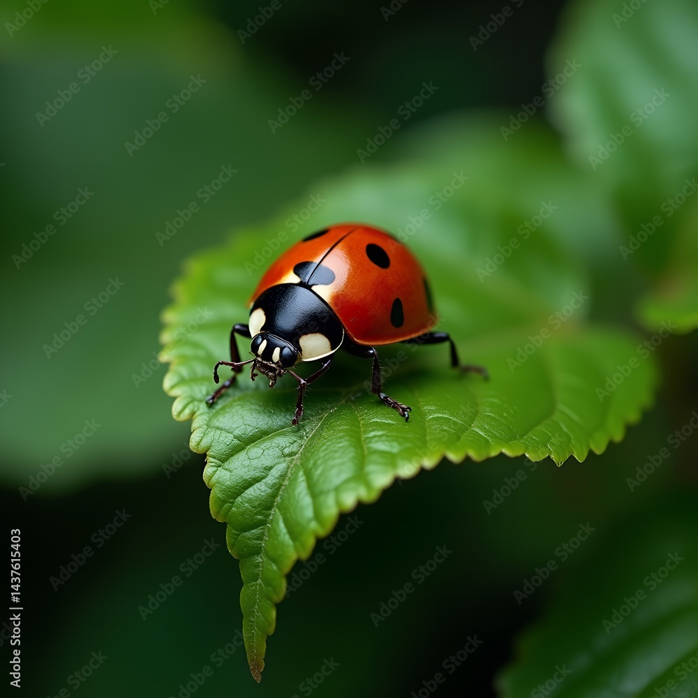 Fototapeta premium Red and Black Ladybug: A Symbol of Summer and Garden Life