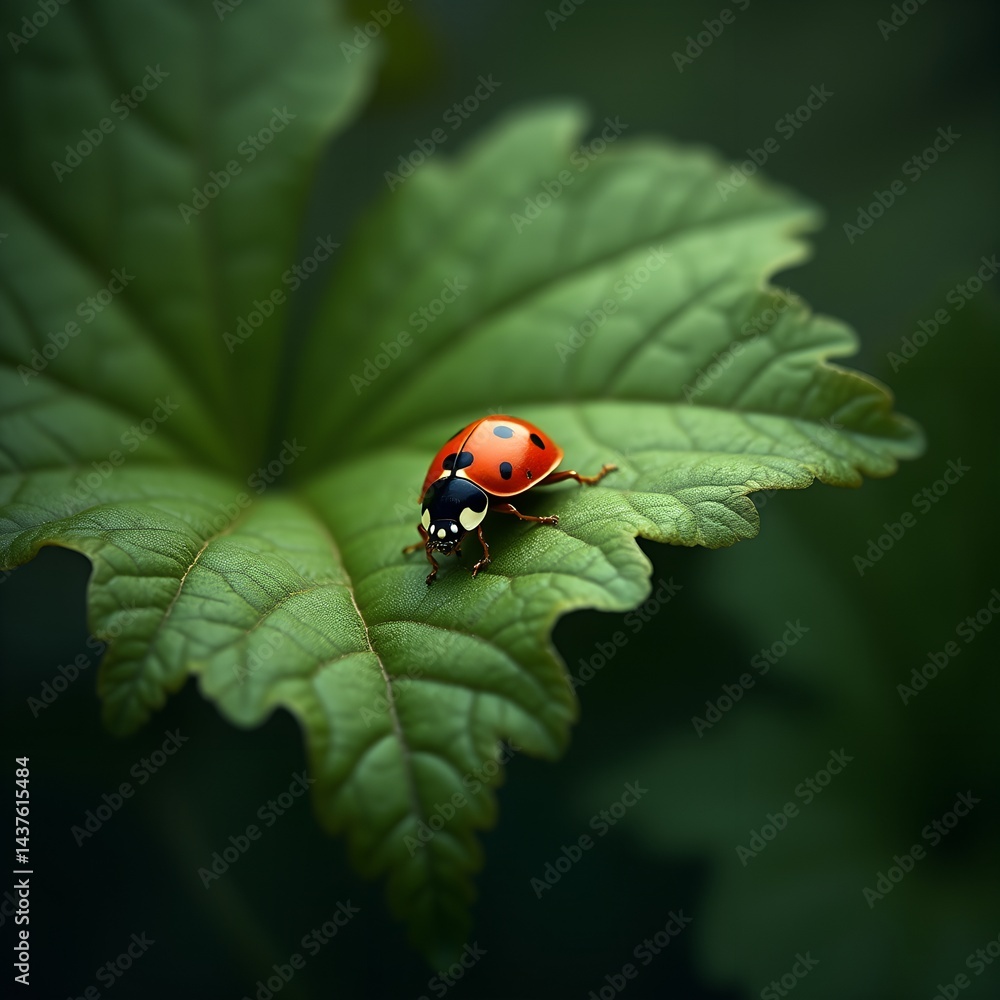 Vibrant Ladybug on Green Leaf: Nature's Tiny Marvel in Close-Up Vibrant Ladybug on Green Leaf: Nature's Tiny Marvel in Close-Up