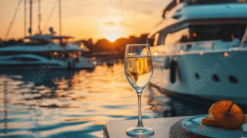 wine glass luxury yachts in the bay 