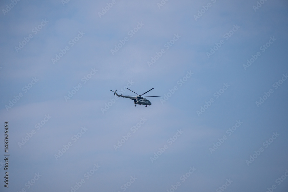 ndian Air Force Heavy Load Helicopter Hovering in the Sky ndian Air Force Heavy Load Helicopter Hovering in the Sky
