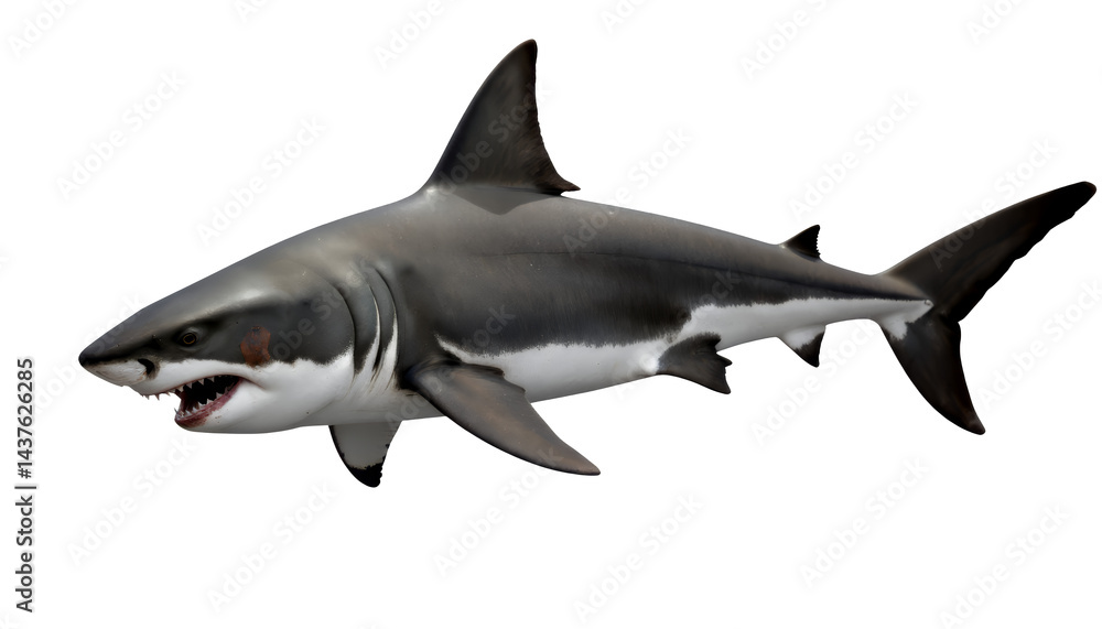 Great White Shark with Transparent Background. Fierce, Ocean Predator. Great White Shark with Transparent Background. Fierce, Ocean Predator.