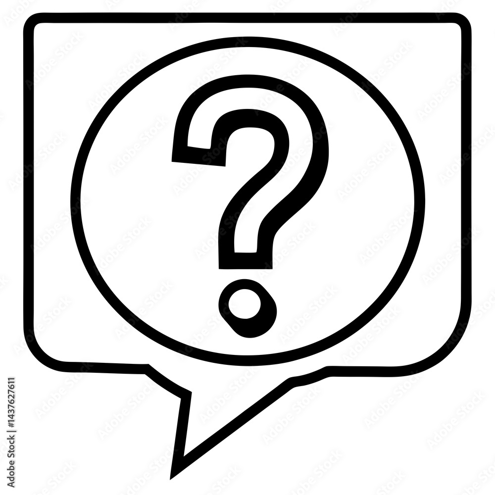 Question Mark in Speech Bubble - Minimal Line Art Icon Question Mark in Speech Bubble - Minimal Line Art Icon