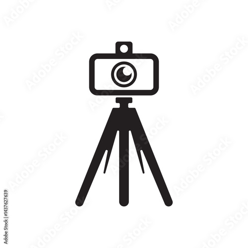 Camera tripod silhouette vector illustration