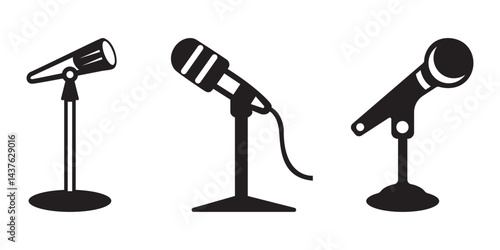 Isolated microphone stand silhouettes