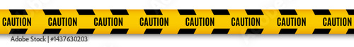 Yellow caution tape with black stripes and bold CAUTION text, used for safety warnings and restricted areas.
