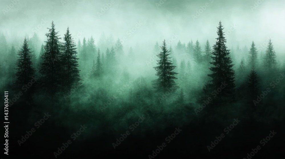 Enigmatic Foggy Forest: A Mystical Landscape Enigmatic Foggy Forest: A Mystical Landscape