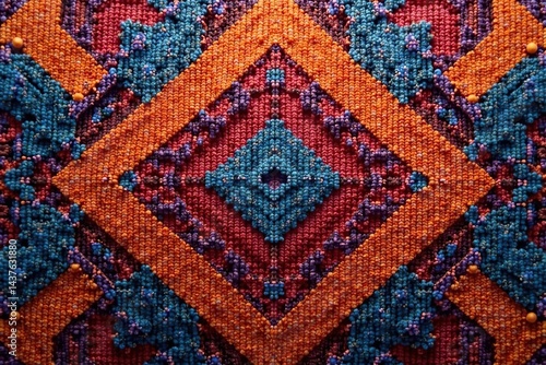 Intricate woven textile displaying geometric design , seamless, modern, detail