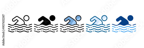 Swimming Icon Set Multiple Style Collection