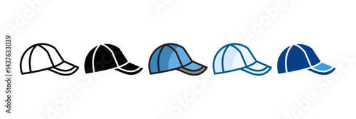 Baseball Cap Icon Set Multiple Style Collection