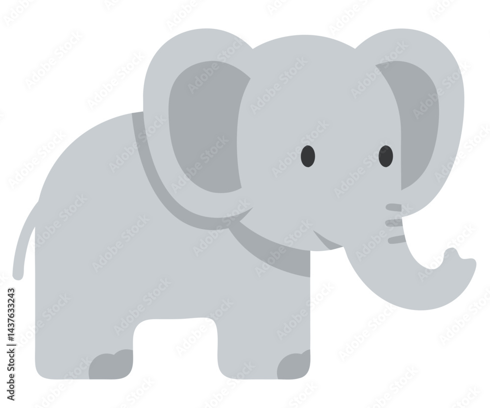 Cute and Friendly Cartoon Elephant Character with Simple Design for Kids and Educational Material Cute and Friendly Cartoon Elephant Character with Simple Design for Kids and Educational Material
