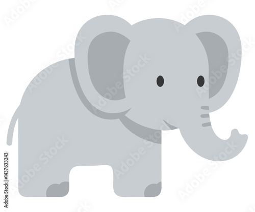Cute and Friendly Cartoon Elephant Character with Simple Design for Kids and Educational Material