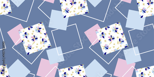 Seamless abstract geometric floral pattern. Vector Illustration.