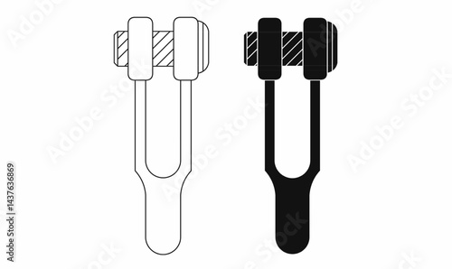 Vector illustration of a clevis link connector with bolt in outline and solid style. Ideal for rigging, towing, lifting, and industrial equipment design projects.