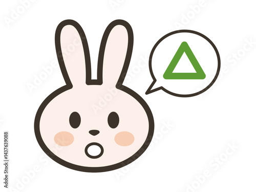 サンカクのマークと冴えない表情をするかわいいうさぎさんの顔のイラスト
