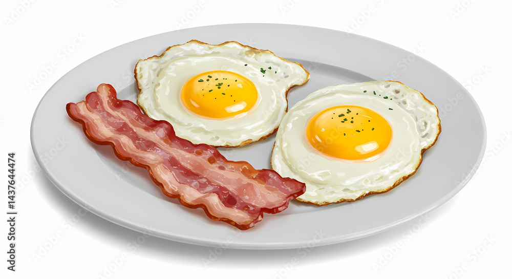 Delicious Fried Eggs and Bacon Breakfast Image Delicious Fried Eggs and Bacon Breakfast Image