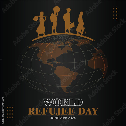 Silhouette world refugee day concept