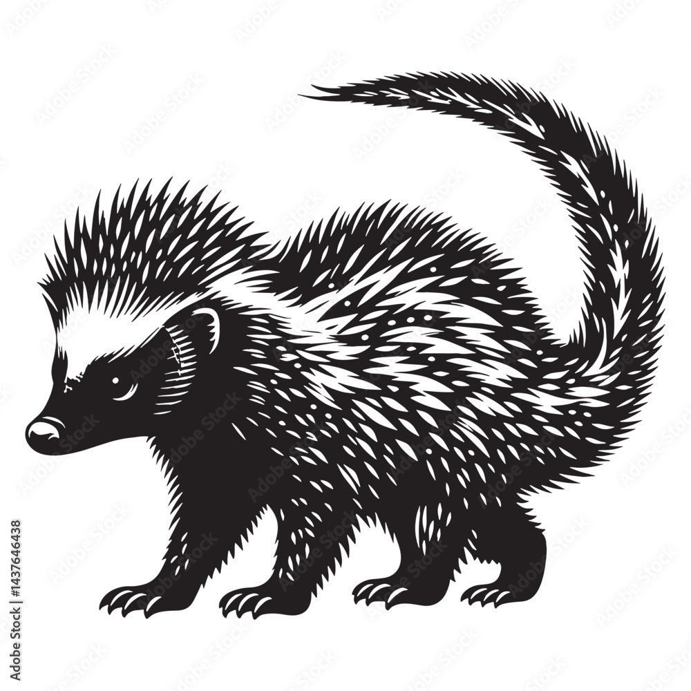 Obraz premium Bold tenrec silhouette for use in scalable logos, marketing materials, and digital projects – tenrec silhouette – tenrec vector – tenrec illustration – silhouette of tenrec
