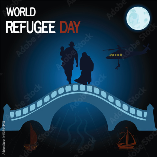 Flat world refugee day background