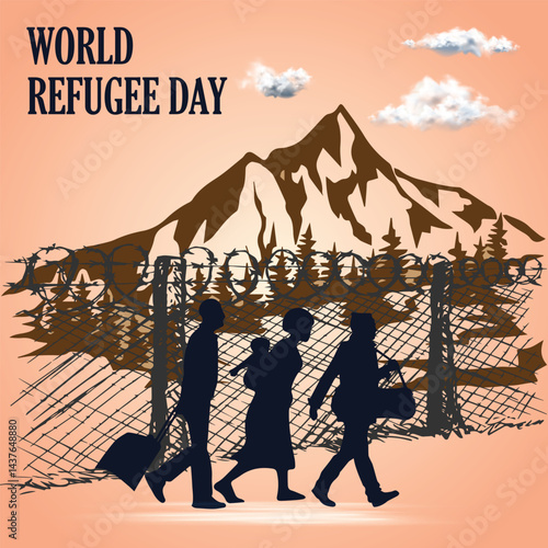 Illustration world refugee day drawing
