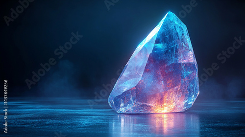 Wallpaper Mural Glowing,faceted crystal,  illuminated by vibrant neon light, on a reflective surface with subtle fog. Torontodigital.ca