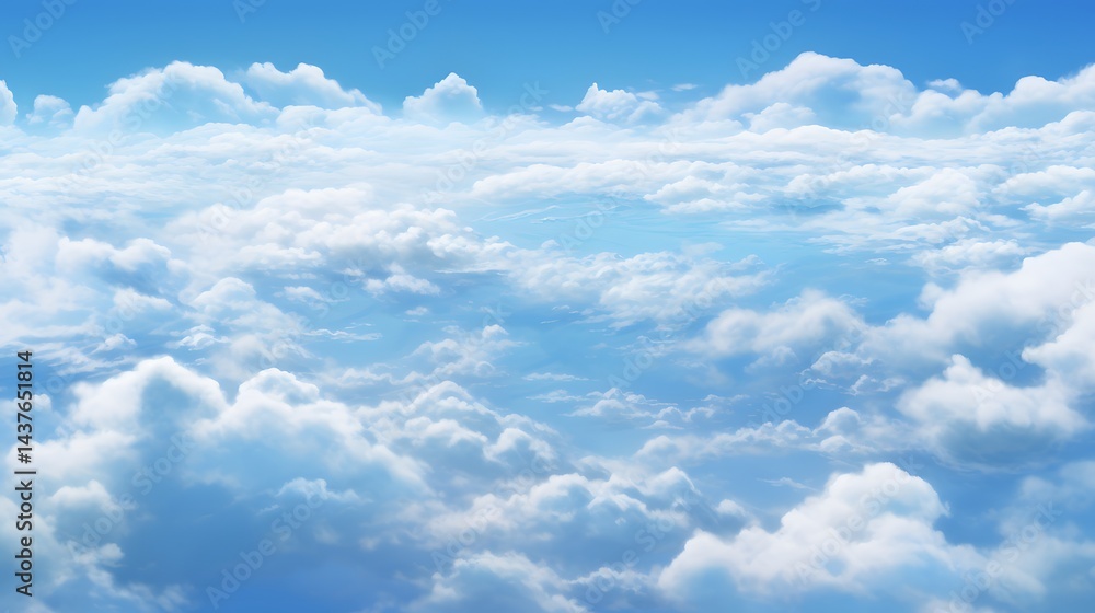 Fototapeta premium The sky is filled with fluffy white clouds, creating a serene