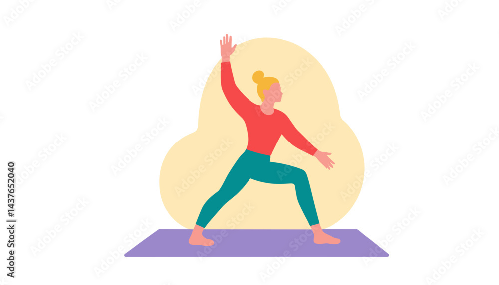 Woman practicing yoga in a vibrant, minimalist style Woman practicing yoga in a vibrant, minimalist style