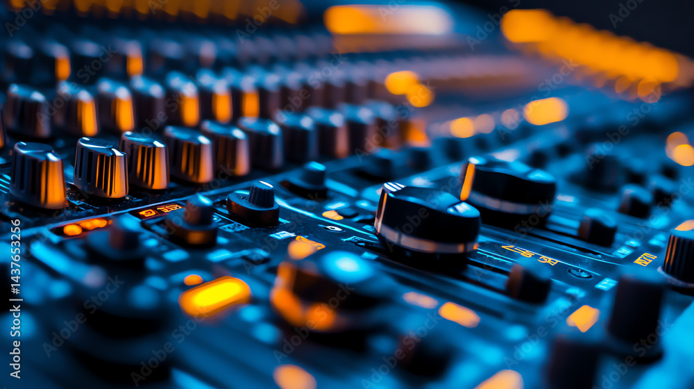 Fototapeta premium Upgrade your workspace with stunning HD blue & yellow desktop backgrounds designed for audio visual technicians. Vibrant, professional, and tech-inspired!