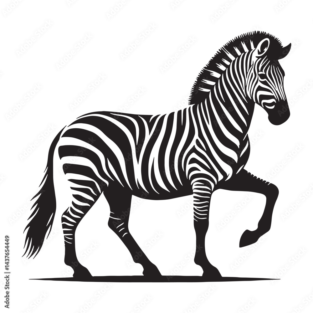 Fototapeta premium Clear zebra silhouette vector ideal for use in scalable branding, logos, and digital projects – zebra silhouette – zebra vector – zebra illustration – silhouette of zebra