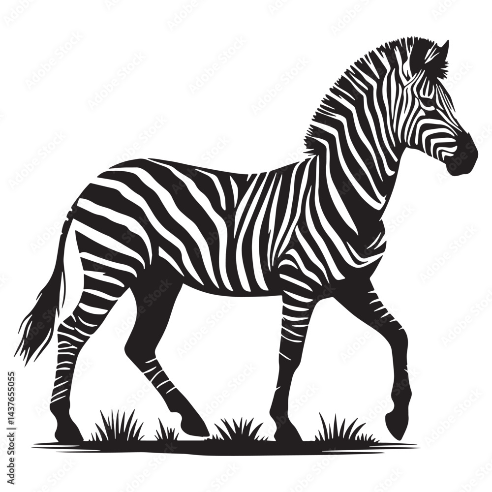 Obraz premium Clean and modern zebra silhouette vector designed for web design and scalable logos – zebra silhouette – zebra vector – zebra illustration – silhouette of zebra