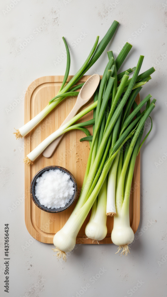 A wooden cutting board with fresh vegetables such as garlic and onions, ready for preparation. Mediterranean Diet theme. A wooden cutting board with fresh vegetables such as garlic and onions, ready for preparation. Mediterranean Diet theme.