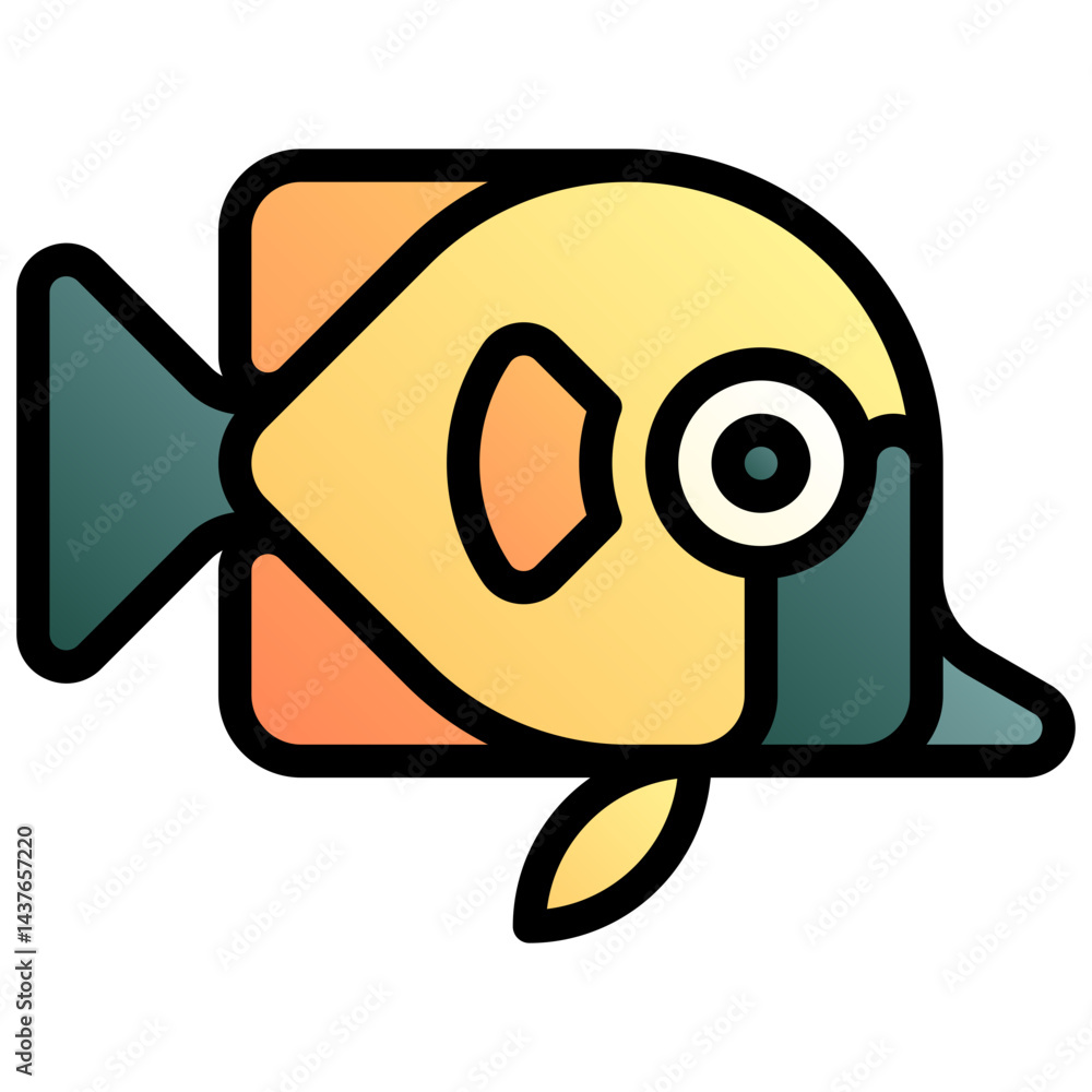 Naklejka premium Fish. Editable vector icon, coloured with outlined stroke.