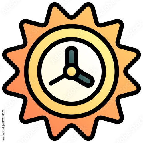 Peak sun hours. Editable vector icon, coloured with outlined stroke.