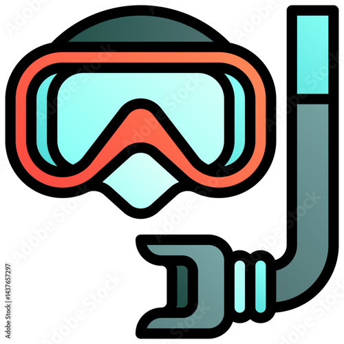 Snorkel mask. Editable vector icon, coloured with outlined stroke.