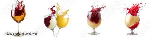 Wallpaper Mural Beverages in various glasses display dynamic splashes of colors, capturing the lively essence of refreshing drinks during a celebration or festive gathering Torontodigital.ca