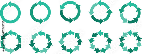 Pie charts diagrams. Pie chart of the multiple colored arrows. Circle pie chart. 2,3,4,5,6,7,8,9,10,11,12 sections or steps. Circle arrows infographic. Pie chart into an arrow ring chart. 