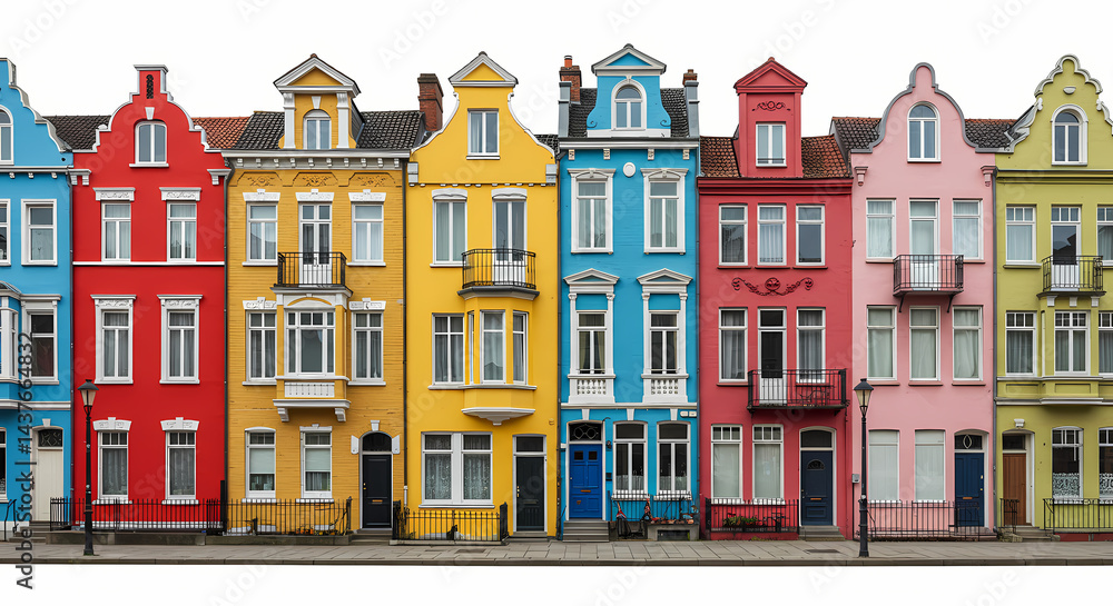 Fototapeta premium Vibrant Colorful Houses Row Architecture Photography