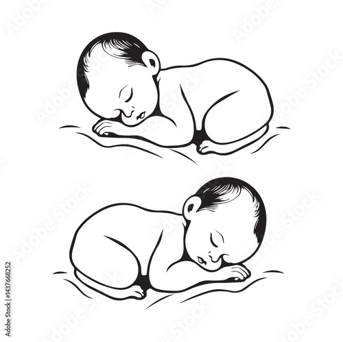 New born baby in one continuous line drawing. Prenatal or reproductive clinic symbol and pregnancy brochure in asimple linear style. Logo surrogacy agency editable stroke. Monoline vector illustration