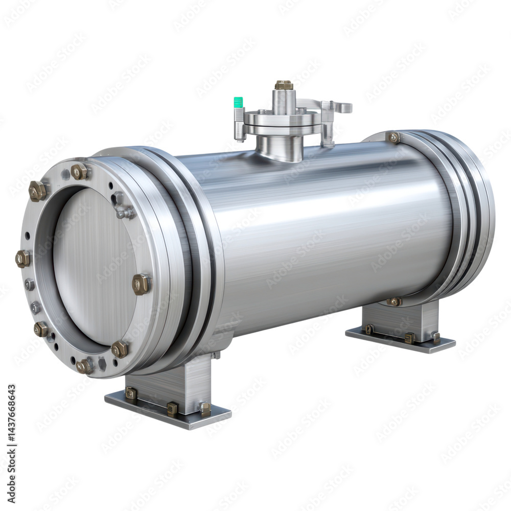 High-Quality Industrial Stainless Steel Pipe Vessel for Storage, isolated on transparent background. High-Quality Industrial Stainless Steel Pipe Vessel for Storage, isolated on transparent background.